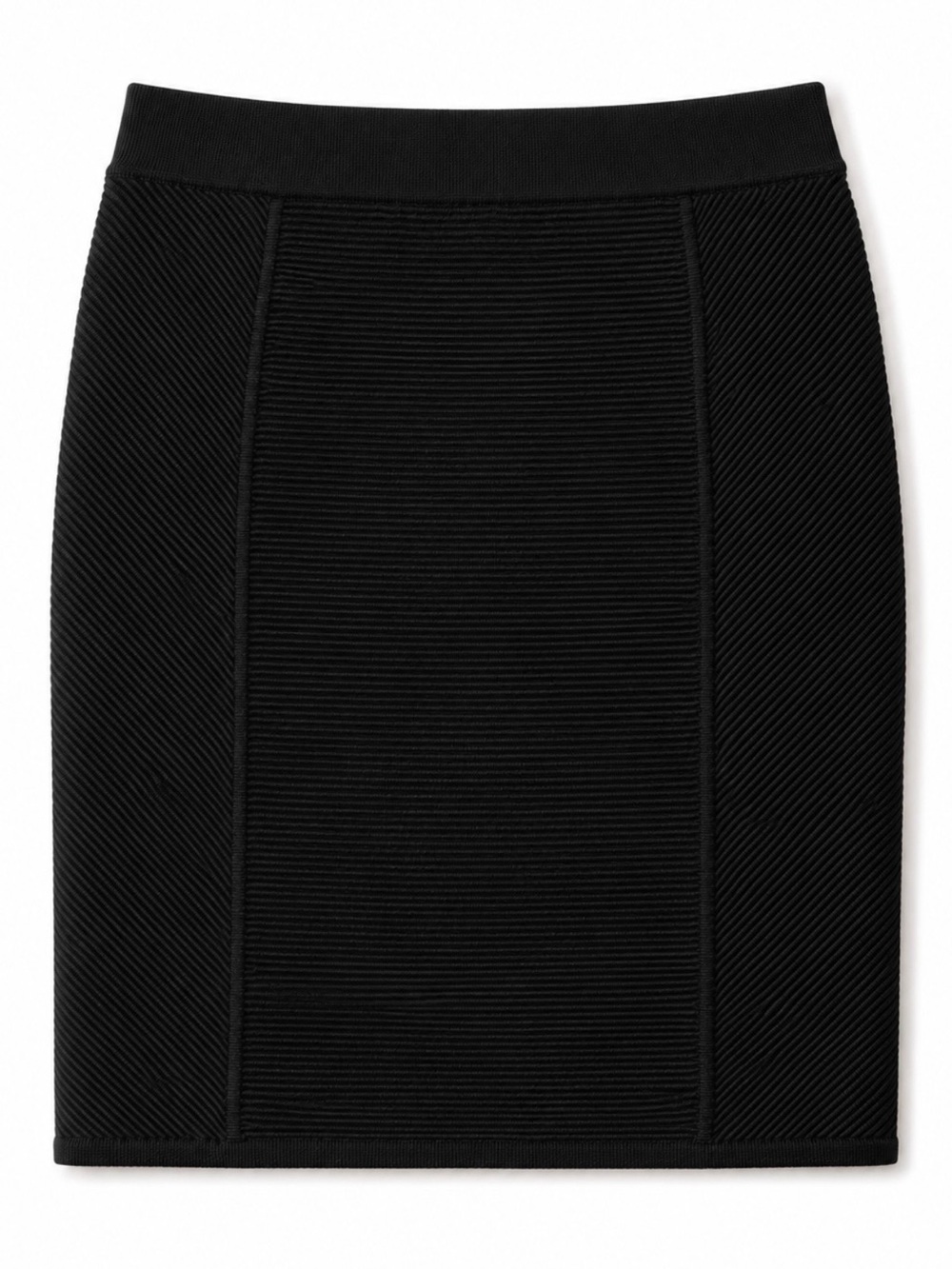Cache Black Ribbed Panel Pencil Skirt